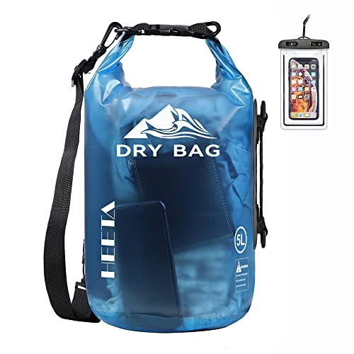 HEETA Dry Bag Waterproof for Women Men, Roll Top Lightweight Dry Storage Bag Backpack with Phone Case for Travel Swimming Boating Kayaking Paddle Board Camping Beach Accessories (Blue, 30L) - Image 1