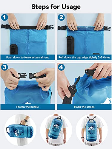 HEETA Dry Bag Waterproof for Women Men, Roll Top Lightweight Dry Storage Bag Backpack with Phone Case for Travel Swimming Boating Kayaking Paddle Board Camping Beach Accessories (Blue, 30L) - Image 5