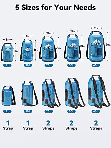 HEETA Dry Bag Waterproof for Women Men, Roll Top Lightweight Dry Storage Bag Backpack with Phone Case for Travel Swimming Boating Kayaking Paddle Board Camping Beach Accessories (Blue, 30L) - Image 2