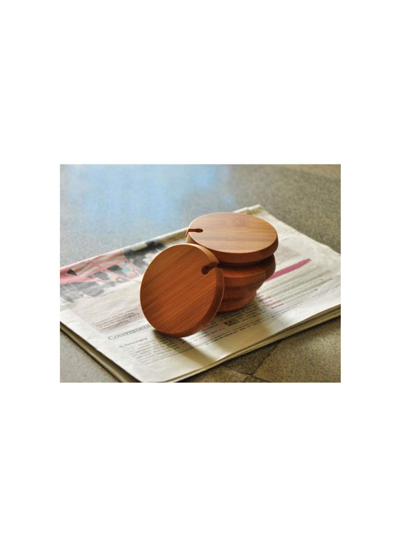 GGOOT Coffee Cup and Mug 3pcs Wood Lids Wooden Mug Cover Glass Jar Wood Drink Cup Lid with Spoon Hole - Image 4