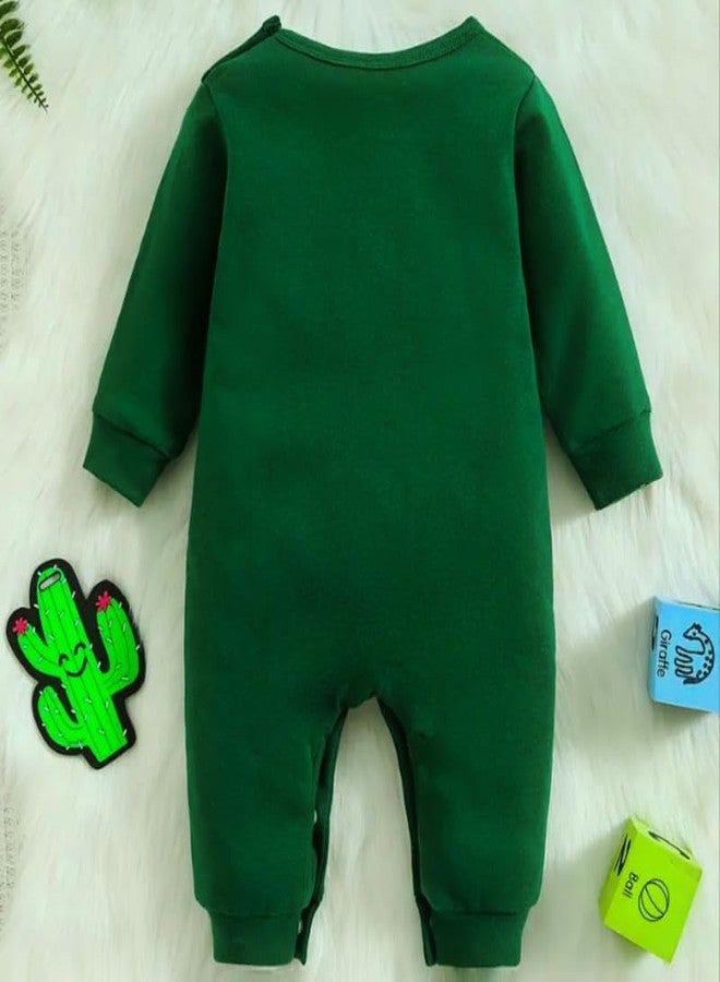 KNITROOT Eid Special, Jumpsuit, Meri Pehli Eid, Newborn Baby Kids Dark Green Romper, Bodysuit, Sleepsuit, Snap Button, Round Neck, 6-12 Months, Infant Cloths for Boys & Girls - Image 4