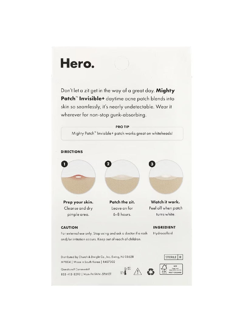 Hero Mighty Patch Invisible, 24 Hydrocolloid Patches,  Cosmetics acne patch designed to absorb impurities and promote faster healing of blemishes - Image 2