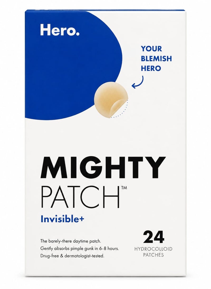 Hero Mighty Patch Invisible, 24 Hydrocolloid Patches,  Cosmetics acne patch designed to absorb impurities and promote faster healing of blemishes - Image 1