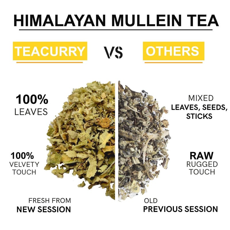 Teacurry Mullein Herbal Tea (60 Tea Bags, 2 Month Pack) - Caffeine Free Mullein for Immunity and Lung Detox | All Natural Himalayan Gluten Free Tea - Image 2