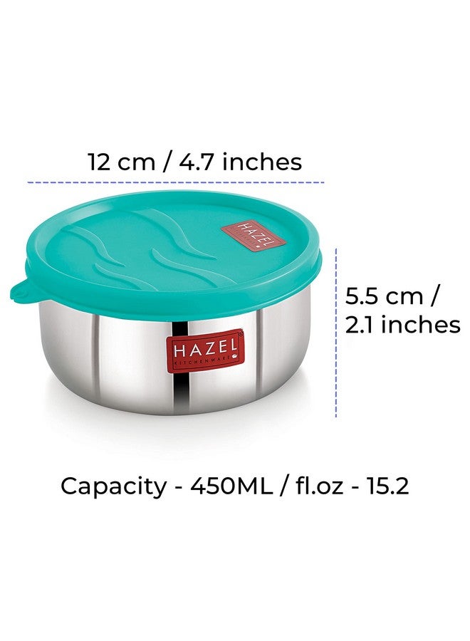 HAZEL Stainless Steel Air Tight Containers For Storage & Tiffin Box | Storage Containers For Kitchen & Lunch Box With Leak Proof Lid, 450 Ml, Silver - Image 4