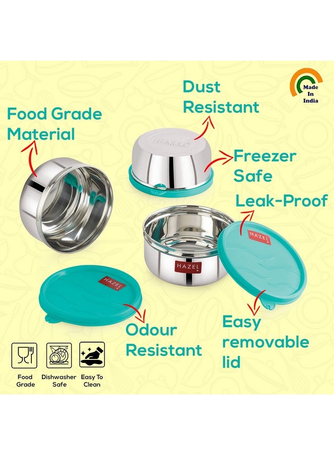 HAZEL Stainless Steel Air Tight Containers For Storage & Tiffin Box | Storage Containers For Kitchen & Lunch Box With Leak Proof Lid, 450 Ml, Silver - Image 3