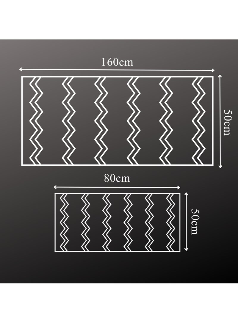 Mei Lifestyle - 2 PCS Set Large Kitchen Mats With Crystal Velvet Material Absorbant Thick Non-Slip Washable Area Rugs For Kitchen Floor Indoor Outdoor Entry Carpet With Beautiful Design (50×80CM And 50×160CM) - Image 1