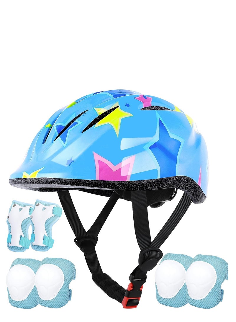 TRASSLE Kids Helmet Adjustable with Sports Protective Gear Set Knee Elbow Wrist Pads for Toddler Ages 3 to 8 Years Old Boys Girls Cycling Skating Scooter Helmet - Image 1