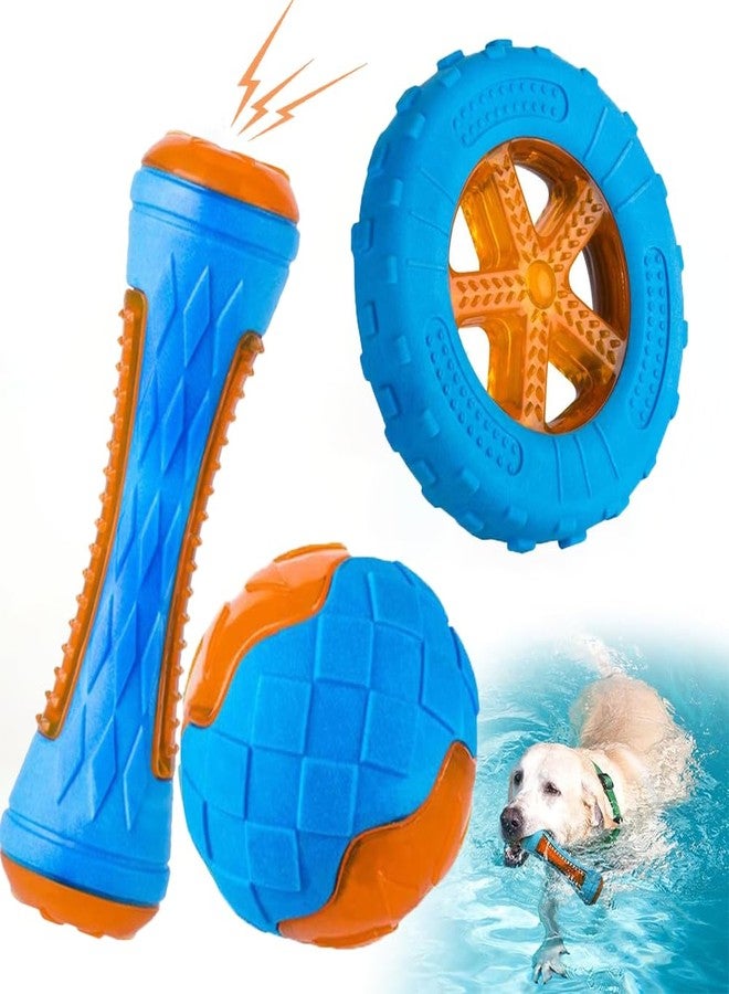 SLAUNT 3 Pcs Dog Pool Floating Toys,Pet Summer Essentials,Outdoor Swimming Pool Interactive Squeaky Dogs Toys,Throwing Fetching Game,for Small Medium Large Breeds for Aggressive Chewing,TPR - Image 1