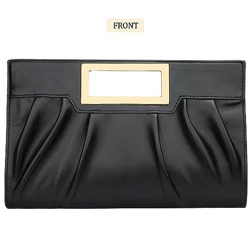 KKXIU Women Clutch Purse Elegant Pleated Evening Bag for Wedding Prom Bridal with Chain Strap (Black) - Image 3