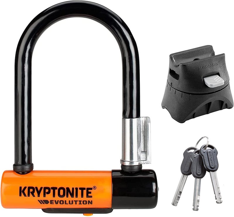 Kryptonite Evolution Mini5 Bike ULock Heavy Duty AntiTheft Bicycle U Lock 13mm Steel Shackle Mounting Bracket and Keys High Security Lock for Bicycles ScootersBlack
