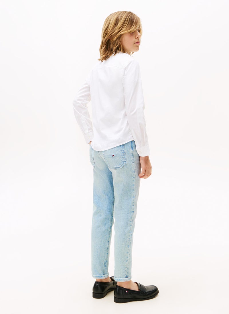TOMMY HILFIGER Kids Solid Stretch Poplin Shirt - Image 2