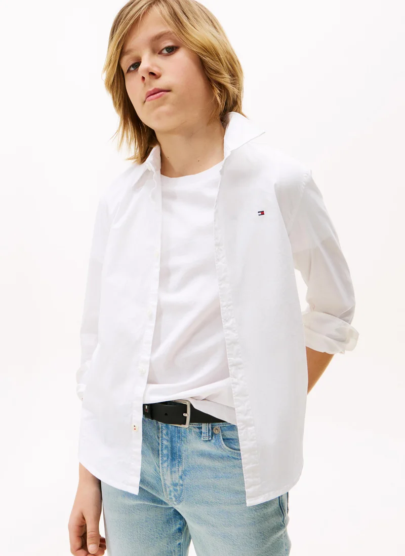 TOMMY HILFIGER Kids Solid Stretch Poplin Shirt