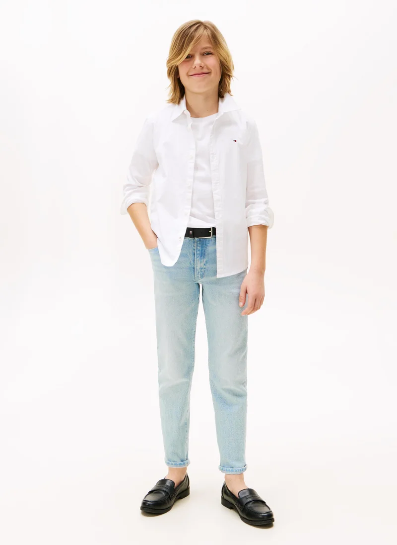 TOMMY HILFIGER Kids Solid Stretch Poplin Shirt