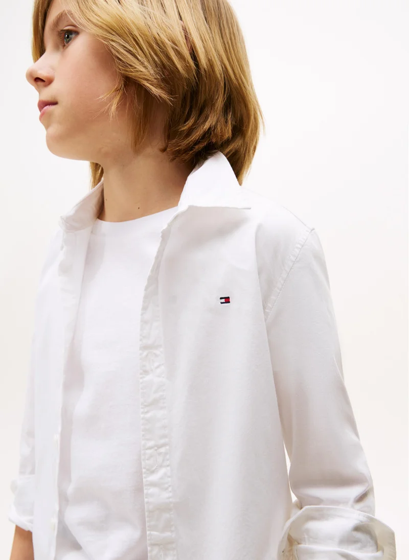 TOMMY HILFIGER Kids Solid Stretch Poplin Shirt