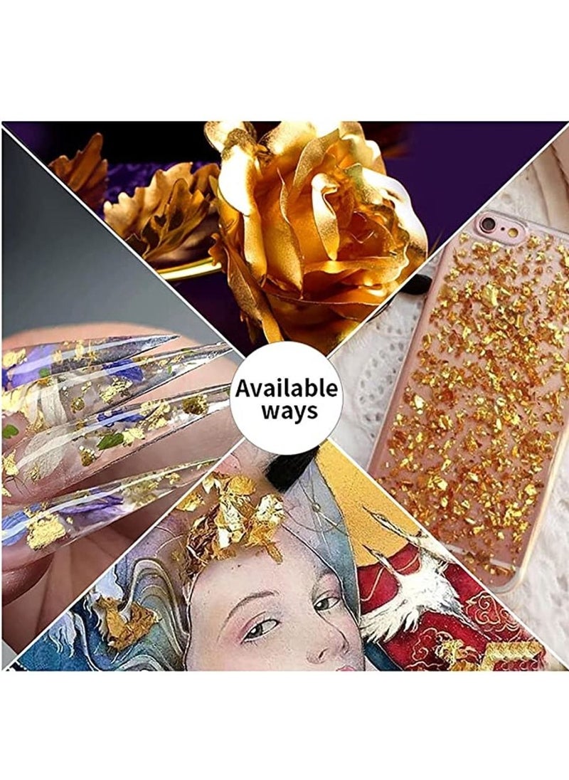 Graffiti Resin - 3g Imitation Gold Foil Sequins Glitters Craft Leaf Flake Sheets Bulk Paper For Gilding Diy Nail Art Decor - Image 1