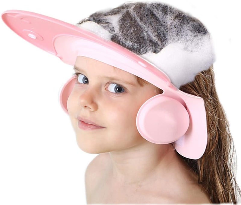AMTOOCH Shower Cap for Kids, Baby Shower Cap Bath wash Shampoo Rinser Shield Hat Adjustable Head Hair Visor Protection - Image 1