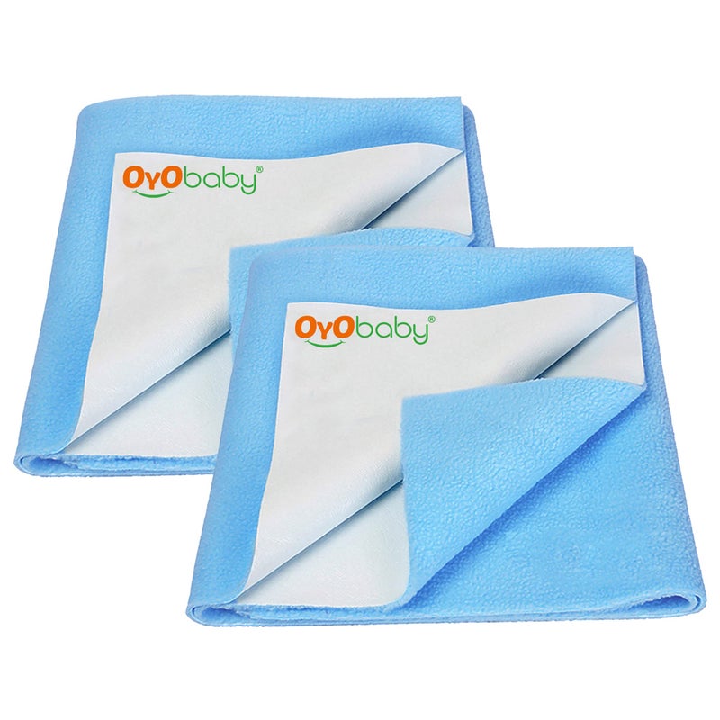 OYO BABY 100% Waterproof Polycotton Toddler Baby Dry Sheet, Extra Absorbent Infant Bed Sheet for New Born & Toddler Babies, Baby Bedding Protector for Toddler Kids, Medium Size, 100 X 70 cm, Sea Blue - Image 1