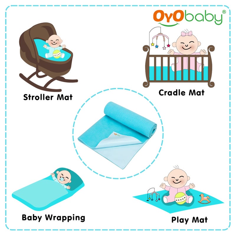 OYO BABY 100% Waterproof Polycotton Toddler Baby Dry Sheet, Extra Absorbent Infant Bed Sheet for New Born & Toddler Babies, Baby Bedding Protector for Toddler Kids, Medium Size, 100 X 70 cm, Sea Blue - Image 4