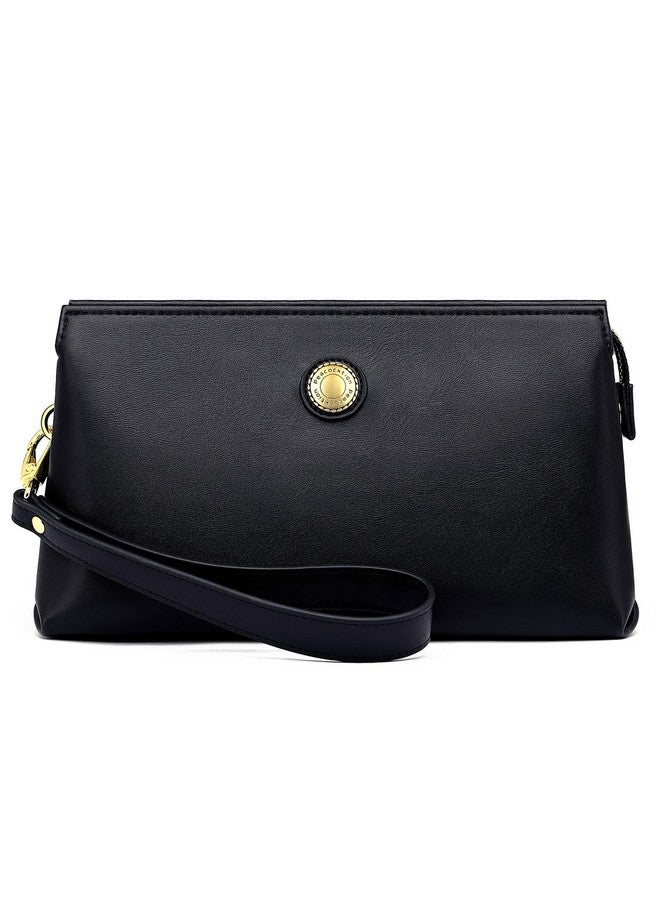 PEACOCKTION Wristlet Clutch Wallet Purses For Women Women'S Small Cell Phone Bag With Rfid Card Slots (Black)  - Image 1