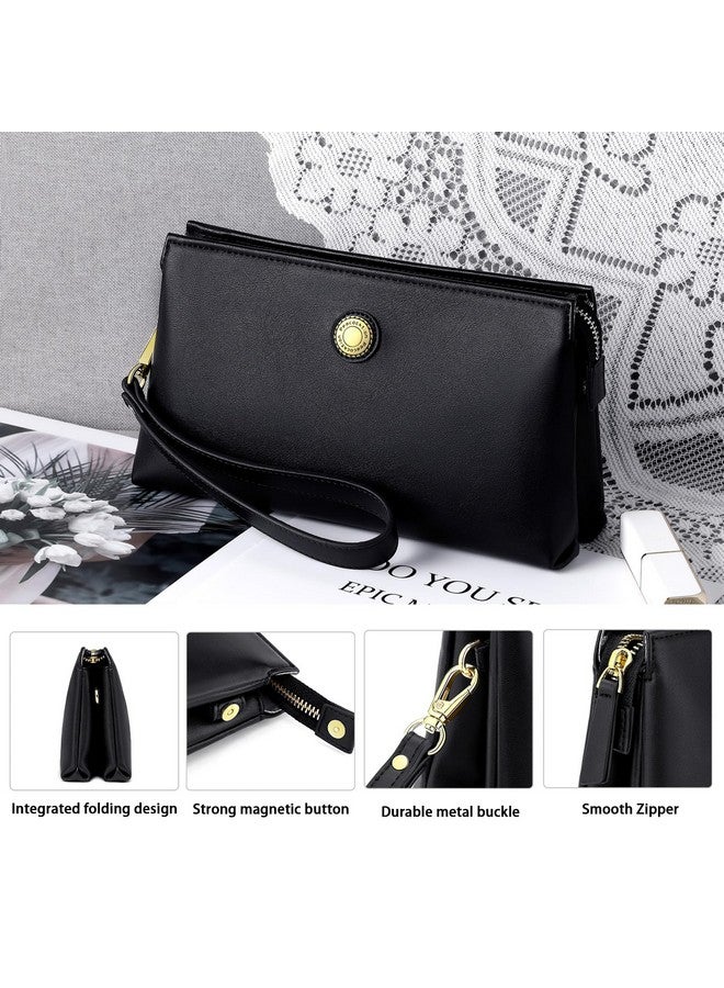 PEACOCKTION Wristlet Clutch Wallet Purses For Women Women'S Small Cell Phone Bag With Rfid Card Slots (Black)  - Image 4