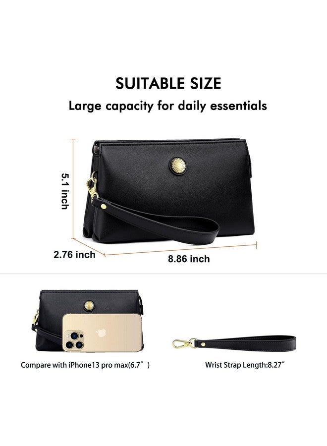 PEACOCKTION Wristlet Clutch Wallet Purses For Women Women'S Small Cell Phone Bag With Rfid Card Slots (Black)  - Image 5