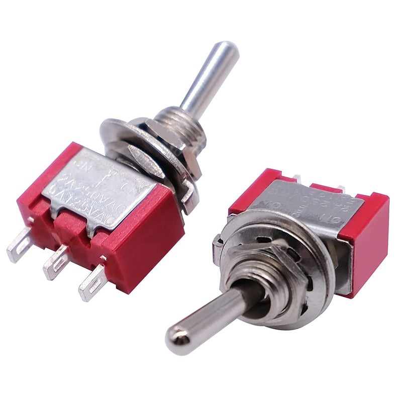 mxuteuk 8pcs SPDT Mini Toggle Switch Miniature ON/OFF/ON Switches 3Pins 3Position 5A 125V 2A 250V for DIY Car Dash Dashboard Electronic Equipment MTS-103 - Image 2