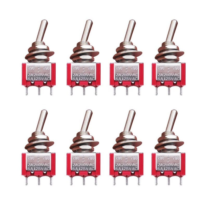 mxuteuk 8pcs SPDT Mini Toggle Switch Miniature ON/OFF/ON Switches 3Pins 3Position 5A 125V 2A 250V for DIY Car Dash Dashboard Electronic Equipment MTS-103 - Image 1