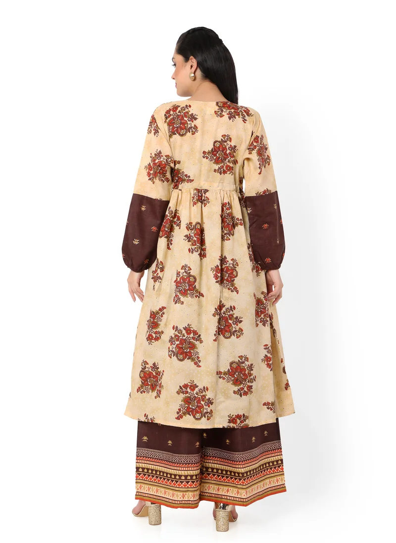 HANA & SARA MODEST FLORAL PRINTED WITH LONG SLEEVES AND UNIQUE THREAD BELT HIGH QUALITY STYLISH ARABIC KAFTAN JALABIYA DRESS