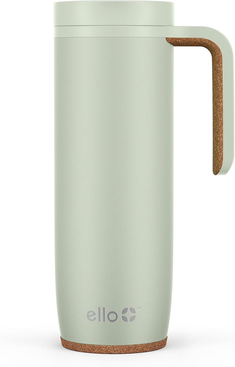 Ello Magnet 18oz Vacuum Insulated Stainless Steel Travel Mug with Side Handle and Leak-Proof Slider Lid and Built-in Coaster, Keeps Hot for 5 Hours - Image 1