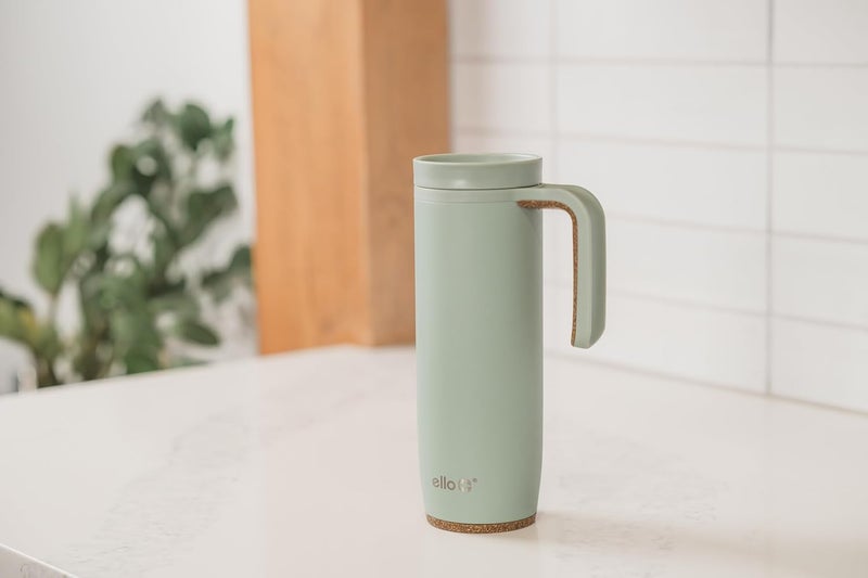 Ello Magnet 18oz Vacuum Insulated Stainless Steel Travel Mug with Side Handle and Leak-Proof Slider Lid and Built-in Coaster, Keeps Hot for 5 Hours - Image 2