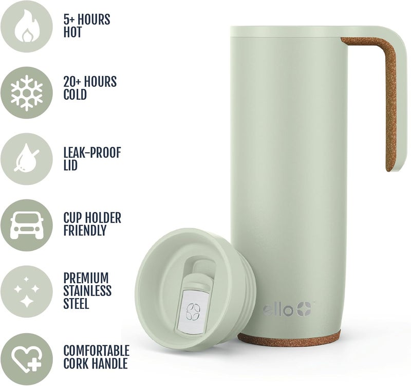 Ello Magnet 18oz Vacuum Insulated Stainless Steel Travel Mug with Side Handle and Leak-Proof Slider Lid and Built-in Coaster, Keeps Hot for 5 Hours - Image 3