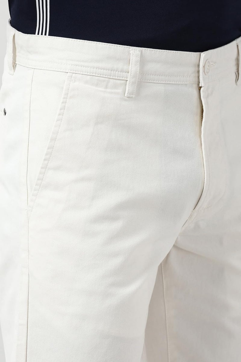 Peter England Men's Regular Fit Knee-Length Cotton Casual Shorts with Multiple Pockets for Summer Wear White - Image 4