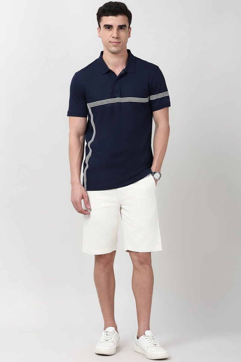 Peter England Men's Regular Fit Knee-Length Cotton Casual Shorts with Multiple Pockets for Summer Wear White - Image 5