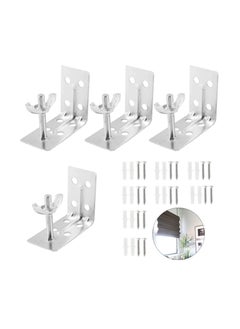 KASTWAVE 4 Pcs Corner Braces, Silver L Brackets for Mounting Shade, Wall Mount Angle Connector Brackets for Wood Bamboo Shelf, Wardrobes, Cabinets with Screws  - Image 1