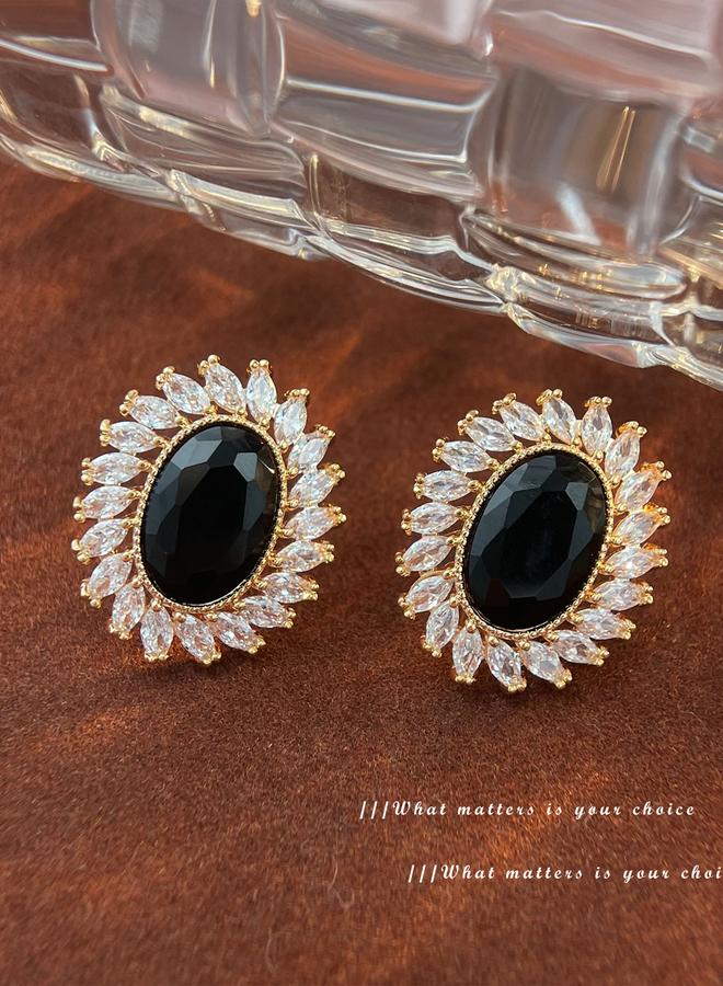 Take Two Black Oval Stud Earrings - Image 1