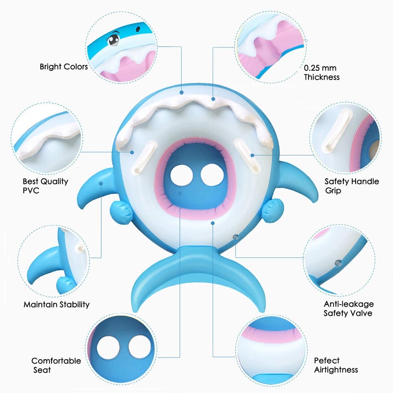 Flyboo Baby Float Swimming Pool Toddler Floaties with Inflatable Canopy Shark Infant Pool Float for Kids Aged 36 Months - Image 5