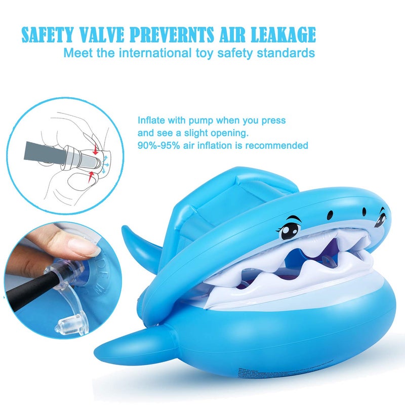 Flyboo Baby Float Swimming Pool Toddler Floaties with Inflatable Canopy Shark Infant Pool Float for Kids Aged 36 Months - Image 2