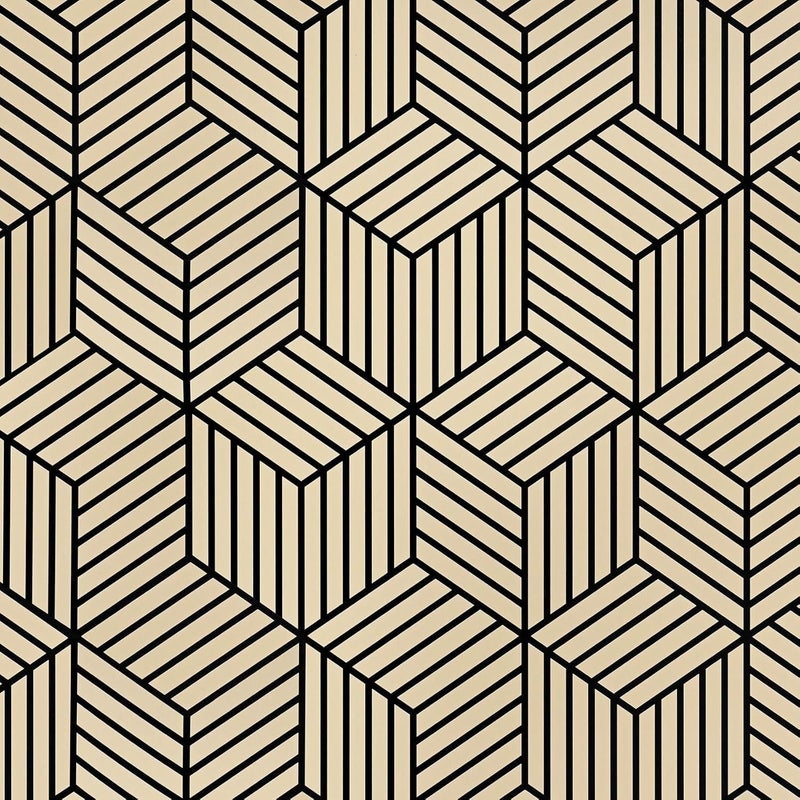 MelunMer Brown Geometric Wallpaper Peel and Stick Removable Self Adhesive 393In L 17.7In W Brown and Black Wallpaper for Bedroom/Bathroom Waterproof Modern Contact Paper for Cabinets Drawer Hexagon - Image 1