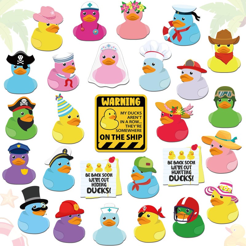 Watersay 27 Pcs Duck Cruise Door Magnet Decorations Ducky Magnetic Stickers Decals Reusable Funny Carnival Cruise Ship Cabin Magnet for Door Decor Car Fridge Refrigerator(Novel) - Image 1