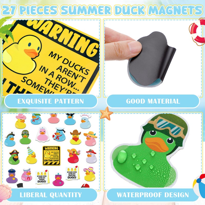 Watersay 27 Pcs Duck Cruise Door Magnet Decorations Ducky Magnetic Stickers Decals Reusable Funny Carnival Cruise Ship Cabin Magnet for Door Decor Car Fridge Refrigerator(Novel) - Image 5