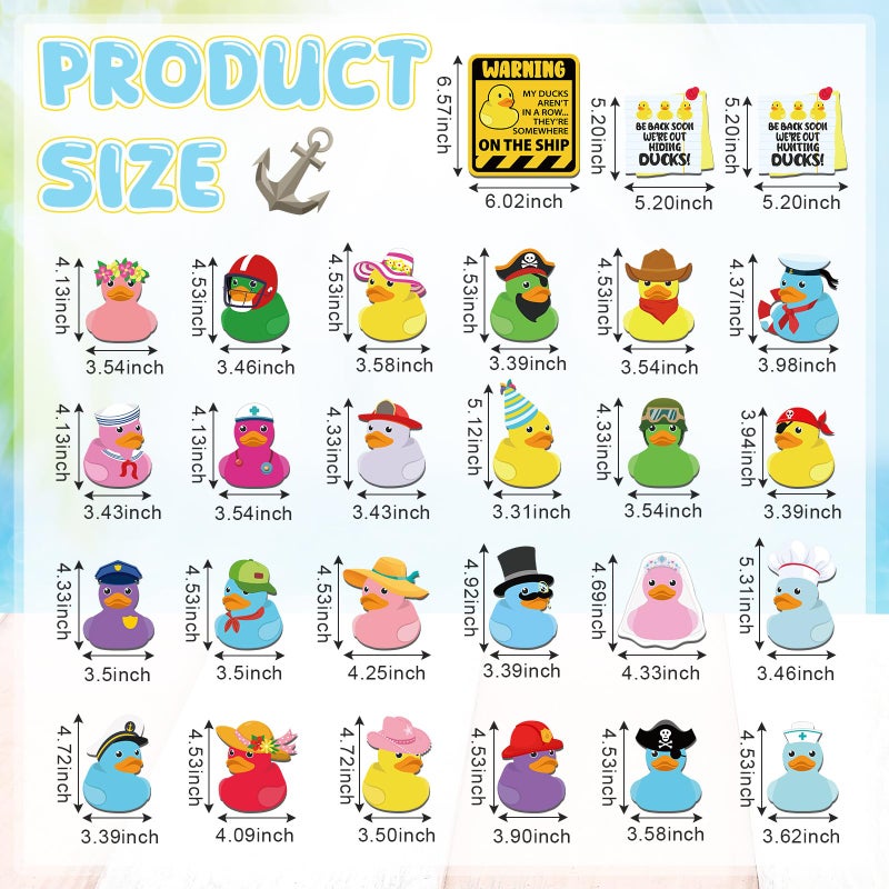 Watersay 27 Pcs Duck Cruise Door Magnet Decorations Ducky Magnetic Stickers Decals Reusable Funny Carnival Cruise Ship Cabin Magnet for Door Decor Car Fridge Refrigerator(Novel) - Image 3