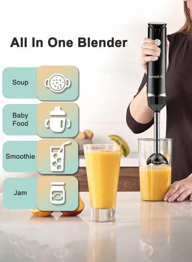 Luma Bella 4 in 1 Hand Blender,Multifunctional Food Processor,2-Speed Hand Stick Blender with Egg Whisk, 600ml Chopper Bowl,500ml Mixing Cup for Smoothies, Puree, Baby Food,B-2023,Black - Image 4