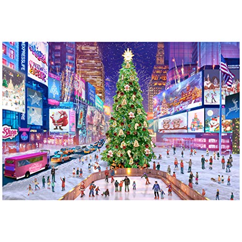 Tektalk 1000 Piece Wooden Puzzle Jigsaw Puzzle for Teens Adults Times Square in Christmas - Image 1