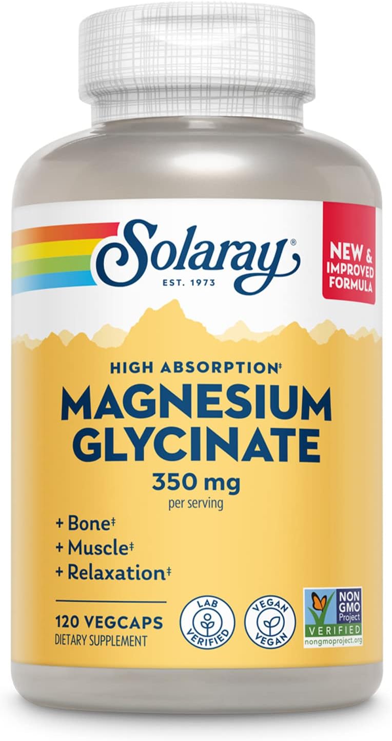 SOLARAY High Absorption Magnesium Glycinate, 350 mg, 120 VegCaps - Image 1