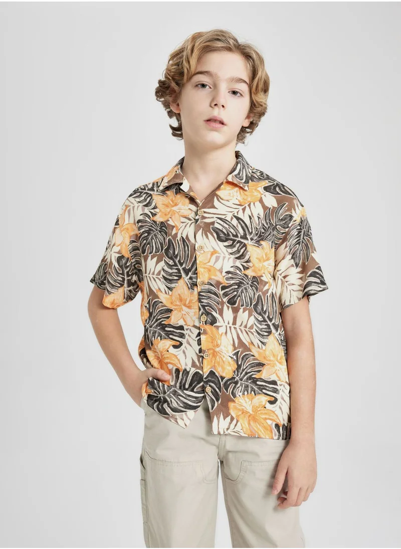 DeFacto Boy Oversize Fit Patterned Viscose Shirt
