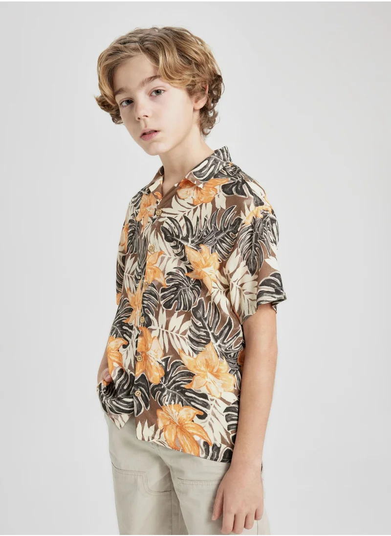 DeFacto Boy Oversize Fit Patterned Viscose Shirt