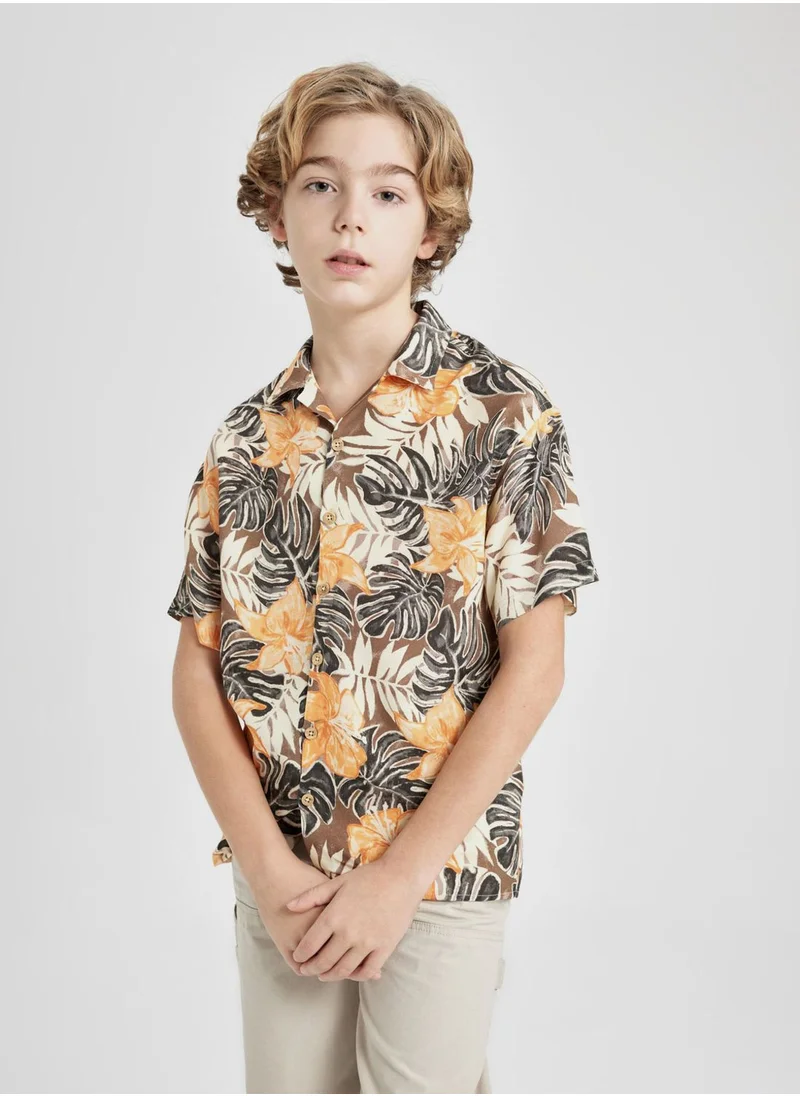 DeFacto Boy Oversize Fit Patterned Viscose Shirt