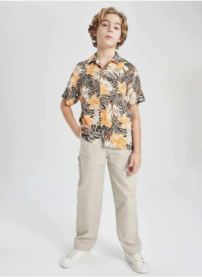 DeFacto Boy Oversize Fit Patterned Viscose Shirt