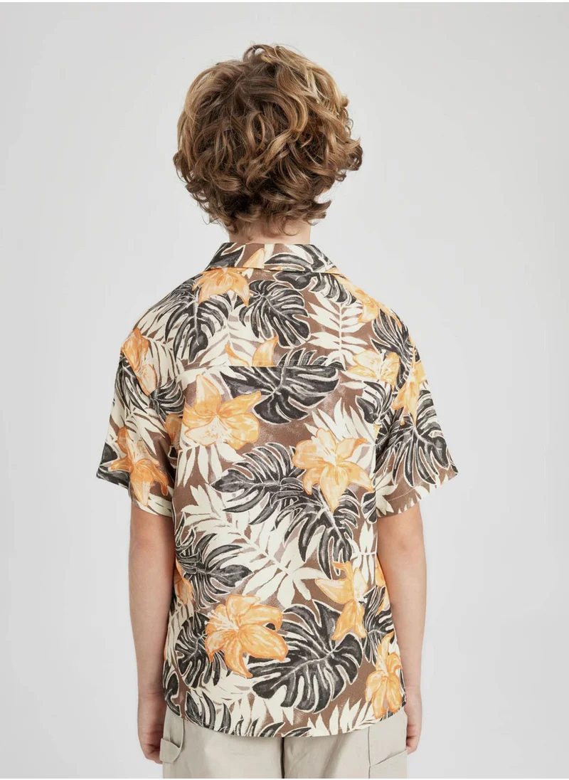 DeFacto Boy Oversize Fit Patterned Viscose Shirt